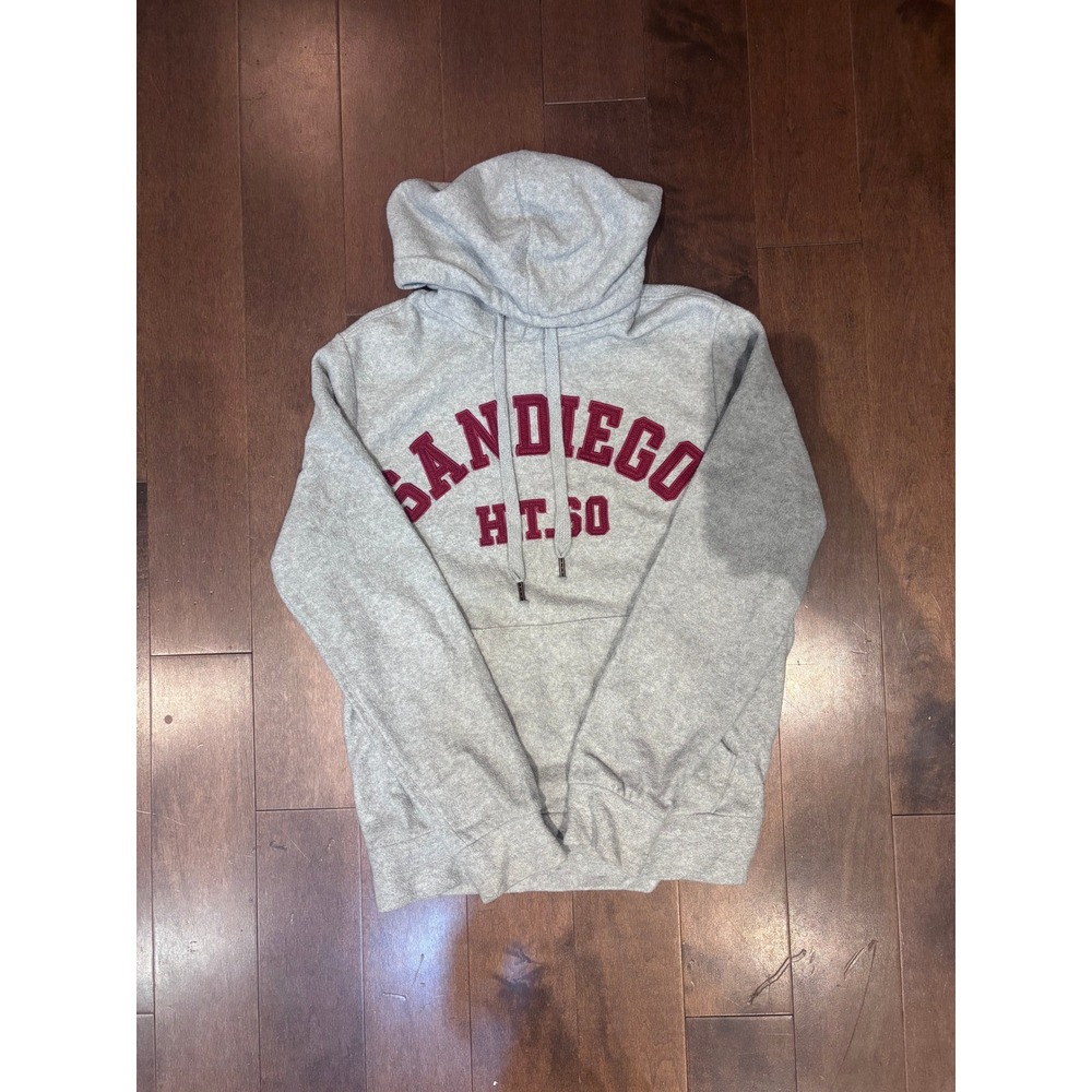San Diego HT. 80 Hoodie Heather Gray Burgundy Collegiate Pullover Sweatshirt